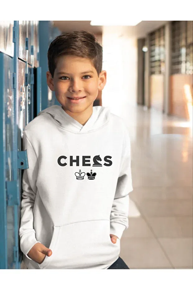 Детское худи для мальчиков с принтом Chess Chess Aemi, White1