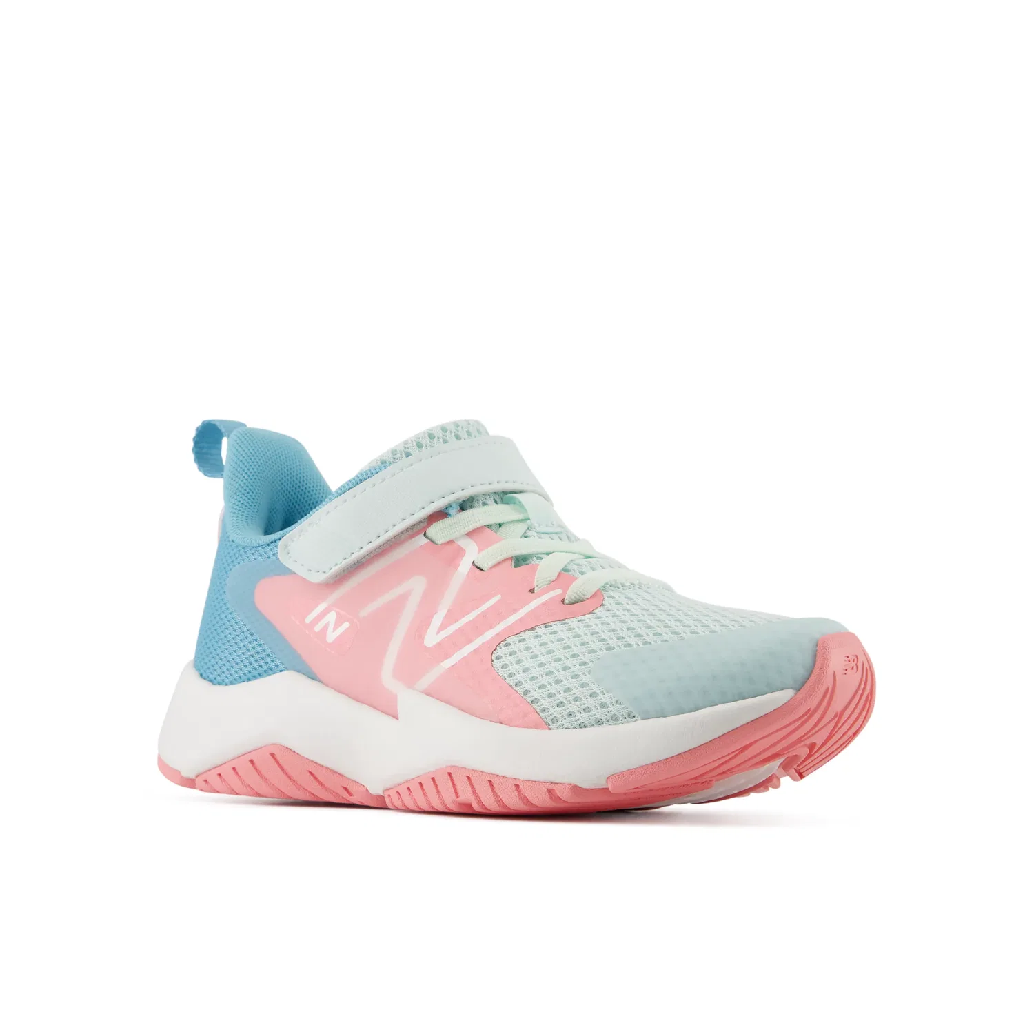 Детские кроссовки с дышащей сеткой RAV v2 Hook & Loop New Balance, Glint Blue With Double Bubble And Taffy Blue — фото 2