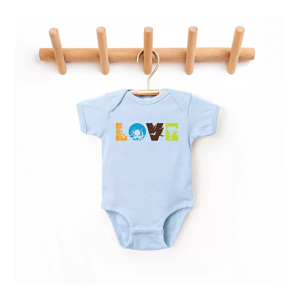 Детский боди с коротким рукавом Love With Animal Letters The Juniper Shop, Light Blue