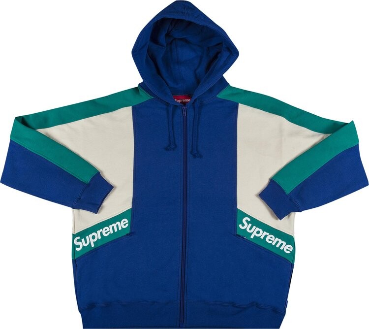 

Толстовка Supreme Color Blocked Zip Up Hooded Sweatshirt 'Royal', синий