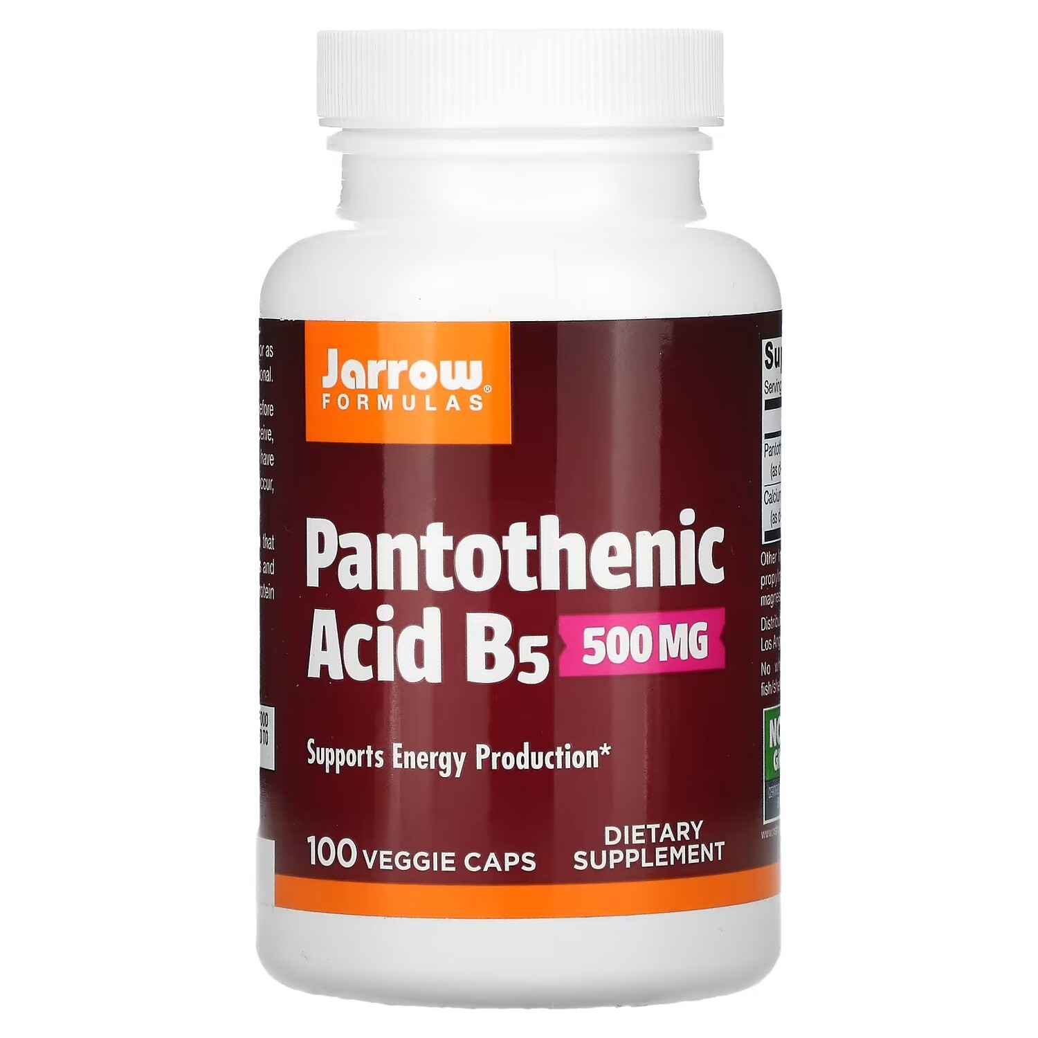 

Пантотеновая Кислота Jarrow Formulas витамин B5, 100 капсул