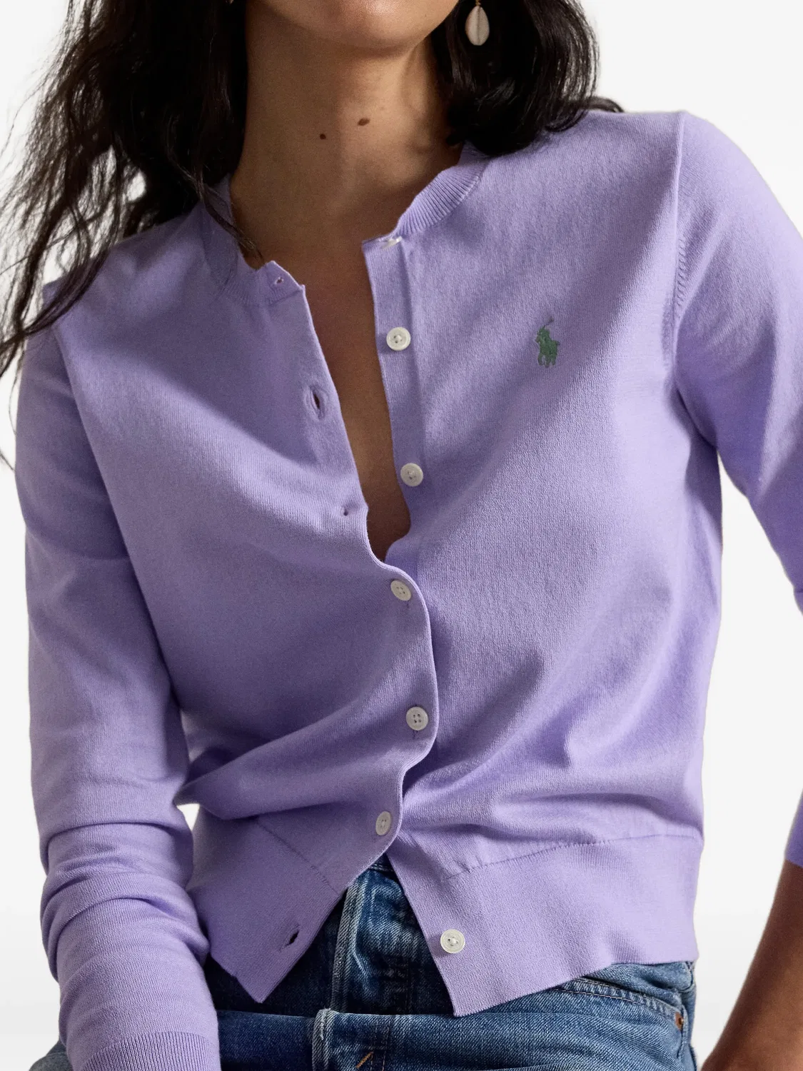 Polo Ralph Lauren Кардиган с вышитым логотипом фиолетовый — фото 3