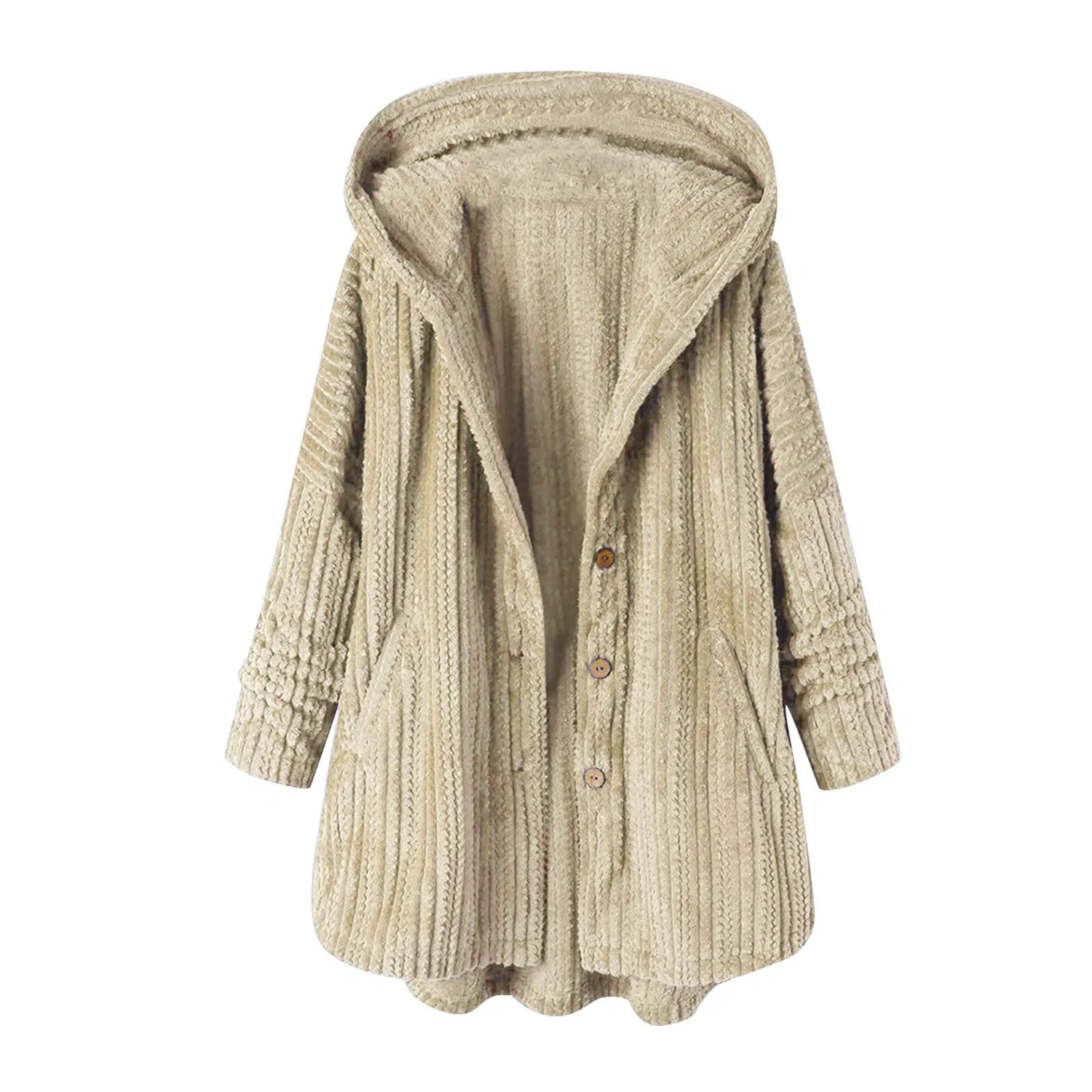 Женский утепленный кардиган с длинным рукавом, Khaki 1