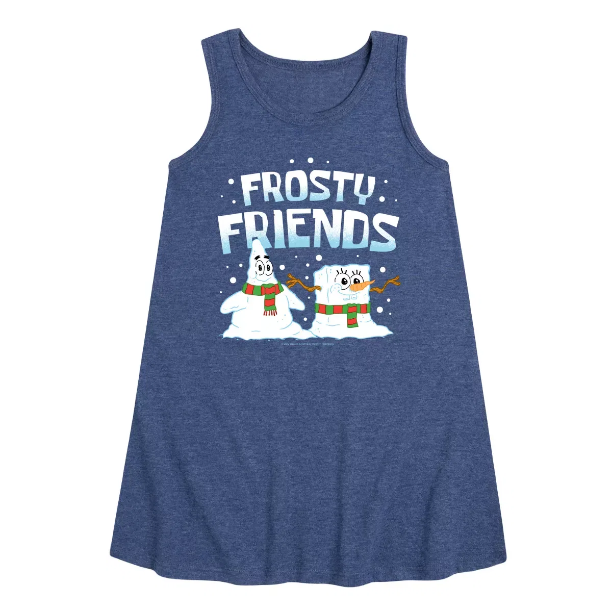 Детское платье-трапеция без рукавов Frosty Friends SpongeBob SquarePants, Heather Navy