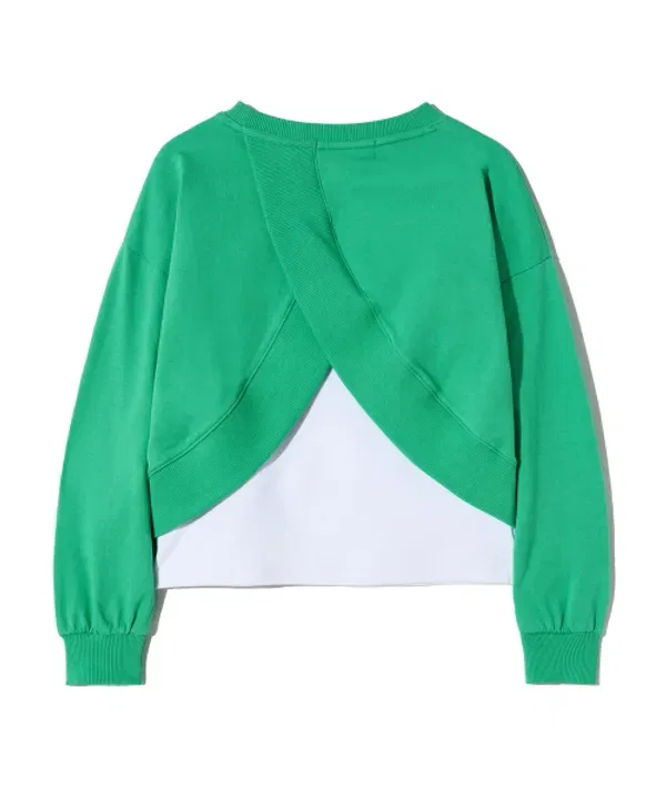 Свитшот с вырезом Kids Breath Crop Crewneck, Brownbreath Kids, зеленый — фото 3