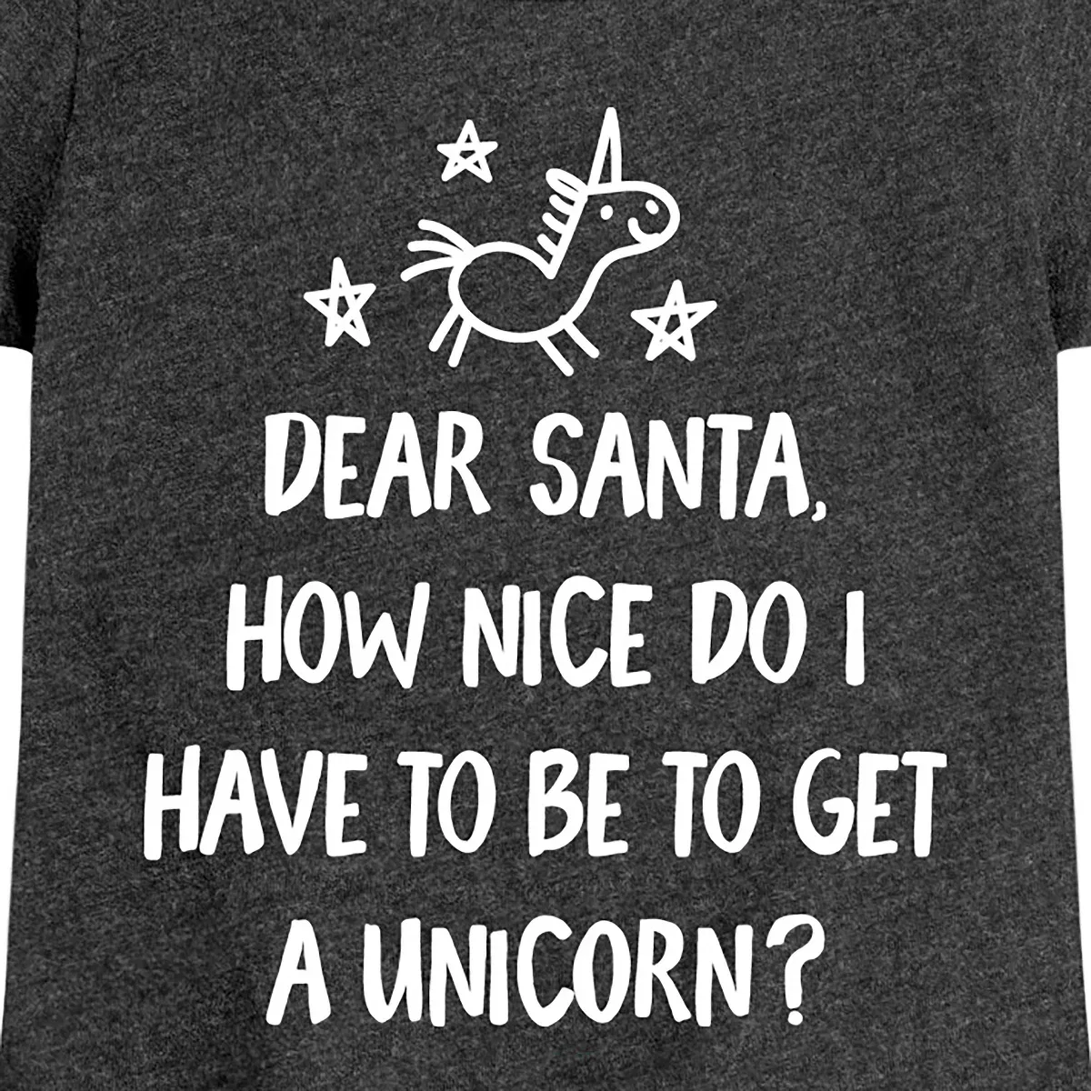 Детская футболка для девочек с принтом Dear Santa Unicorn Instant Message, Heather Black — фото 2