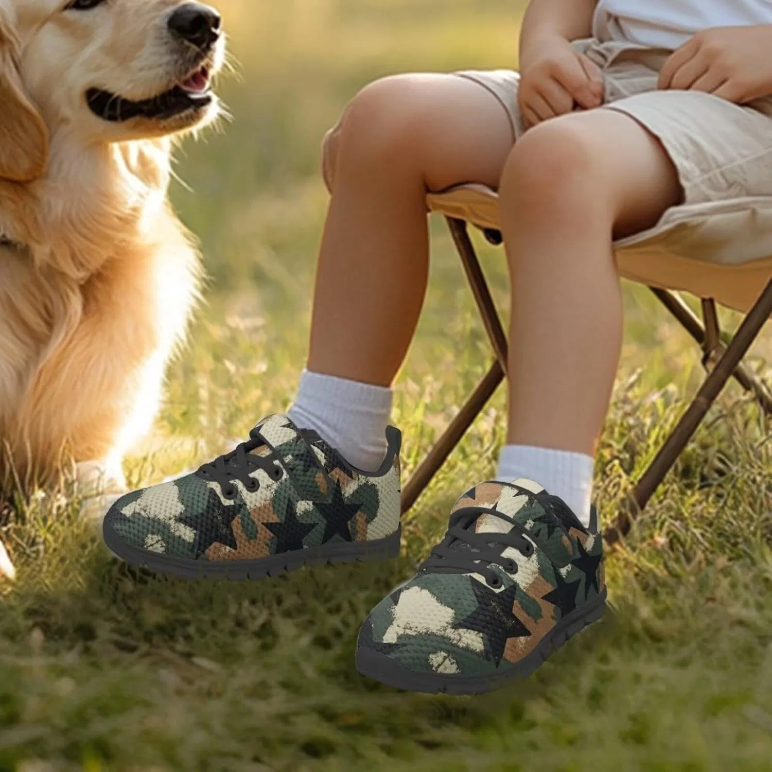 Детские кроссовки для мальчиков с принтом Yreiwoby, Camouflage Star — фото 2