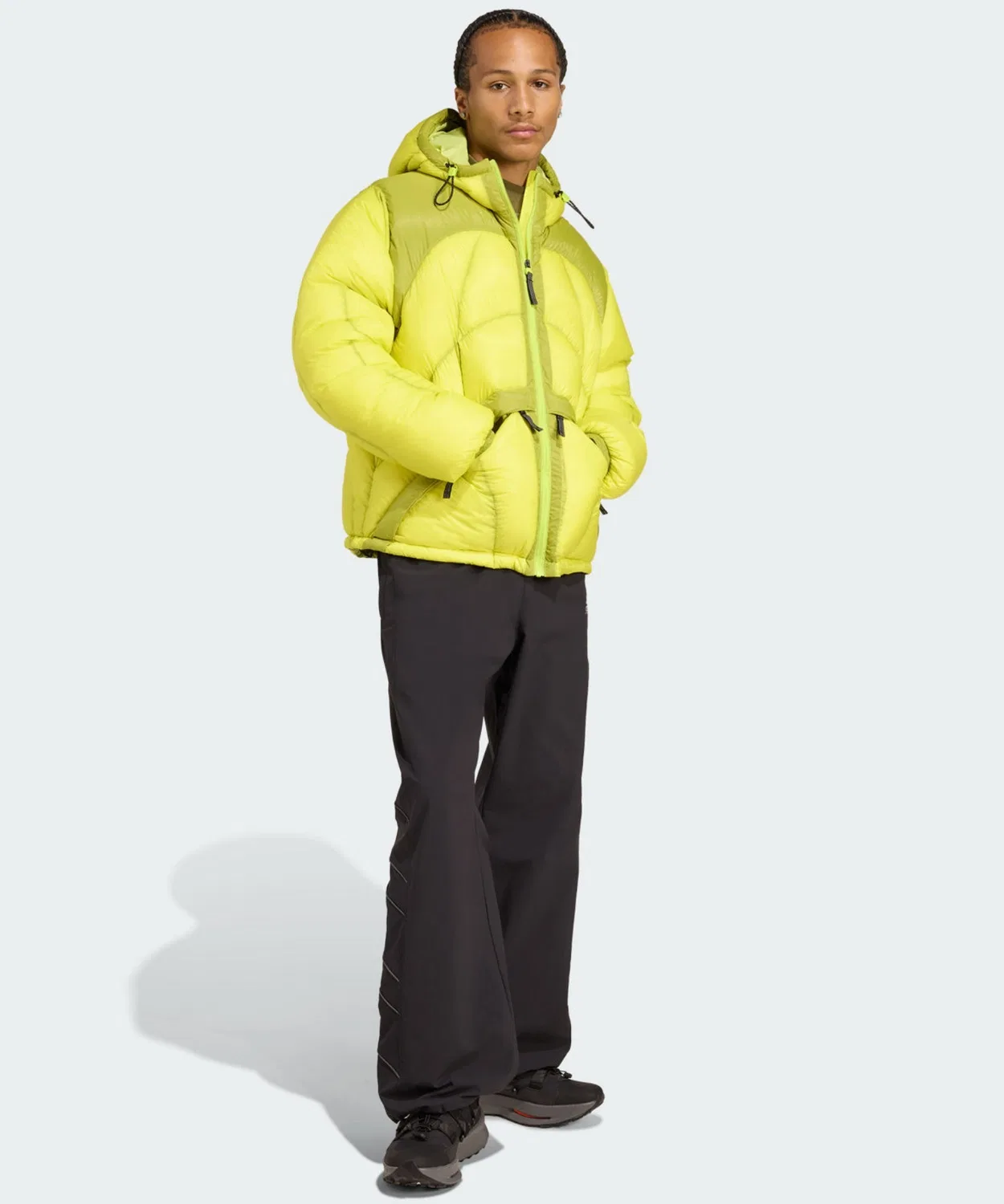 Мужская куртка-пуховик с капюшоном и утяжкой EQT Pertex Adidas, Yellow — фото 4