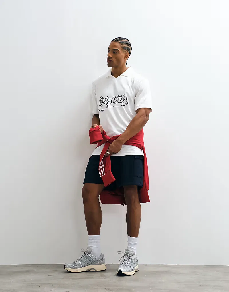 Жаккардовая футболка Adidas Originals, белый — фото 3