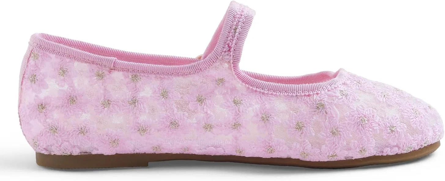 Детские балетки для девочек с кружевом FEVERSOLE, Pink Lace Loop Maryjane — фото 4