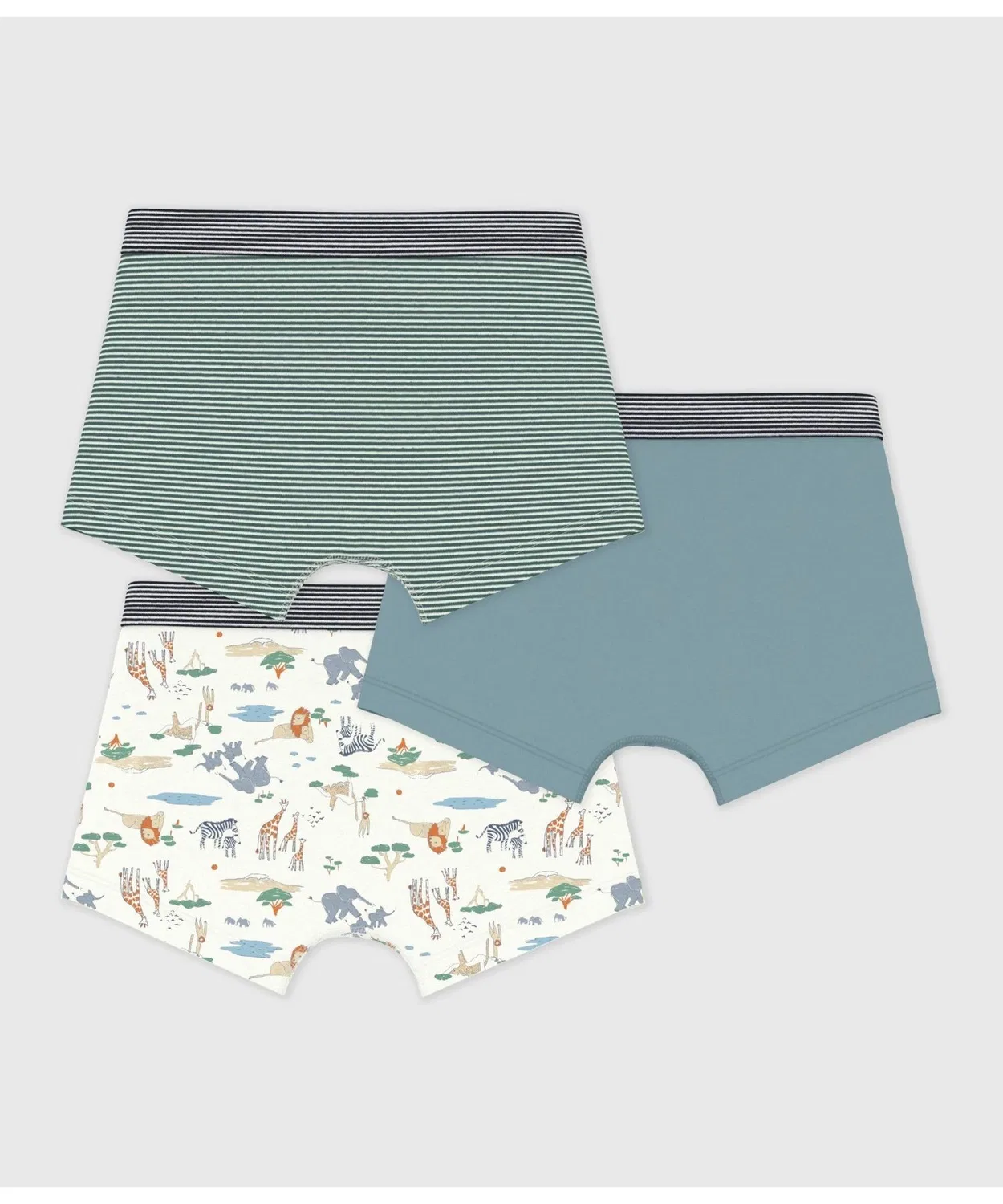 Детские трусы-боксеры с принтом, комплект из 3 штук, Petit Bateau, Multi — фото 2