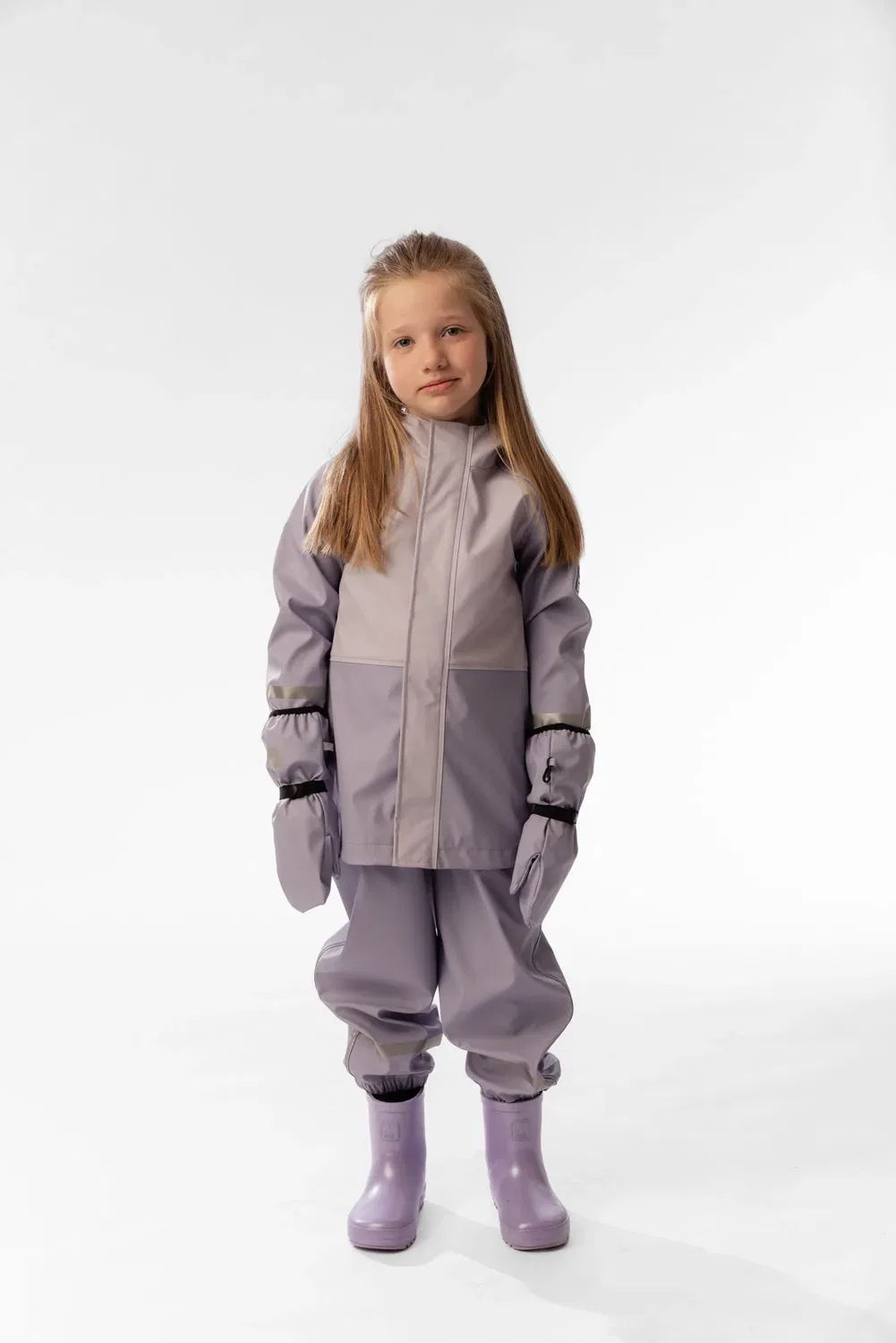 Детская куртка от дождя с капюшоном и светоотражающими деталями Rain Jacket Deux par Deux, Mauve