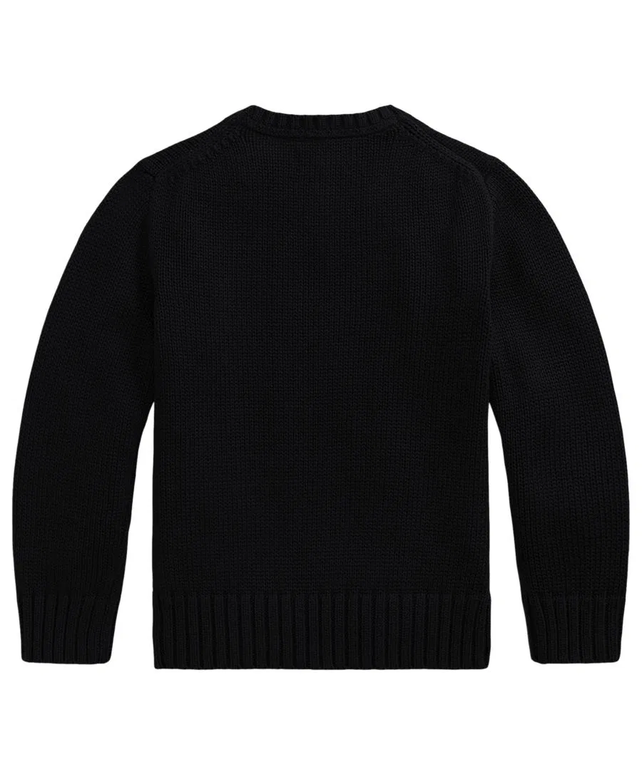 Детский свитер с круглым вырезом, с длинным рукавом, с вышивкой Polo Ralph Lauren, Polo Black — фото 2