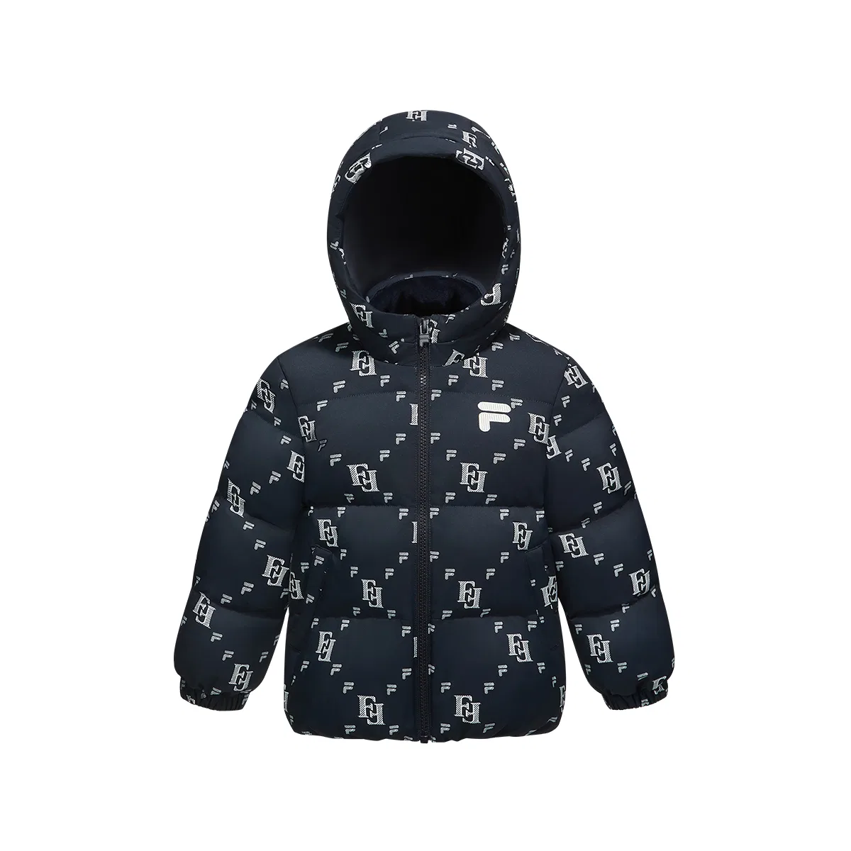 Детский пуховик с капюшоном средний Blue FILA KIDS
