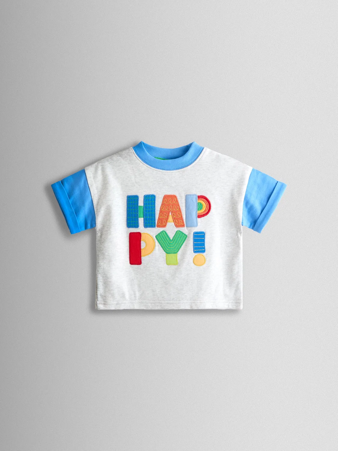 Футболка с надписью Happy, JoJo Maman Bébé, серый