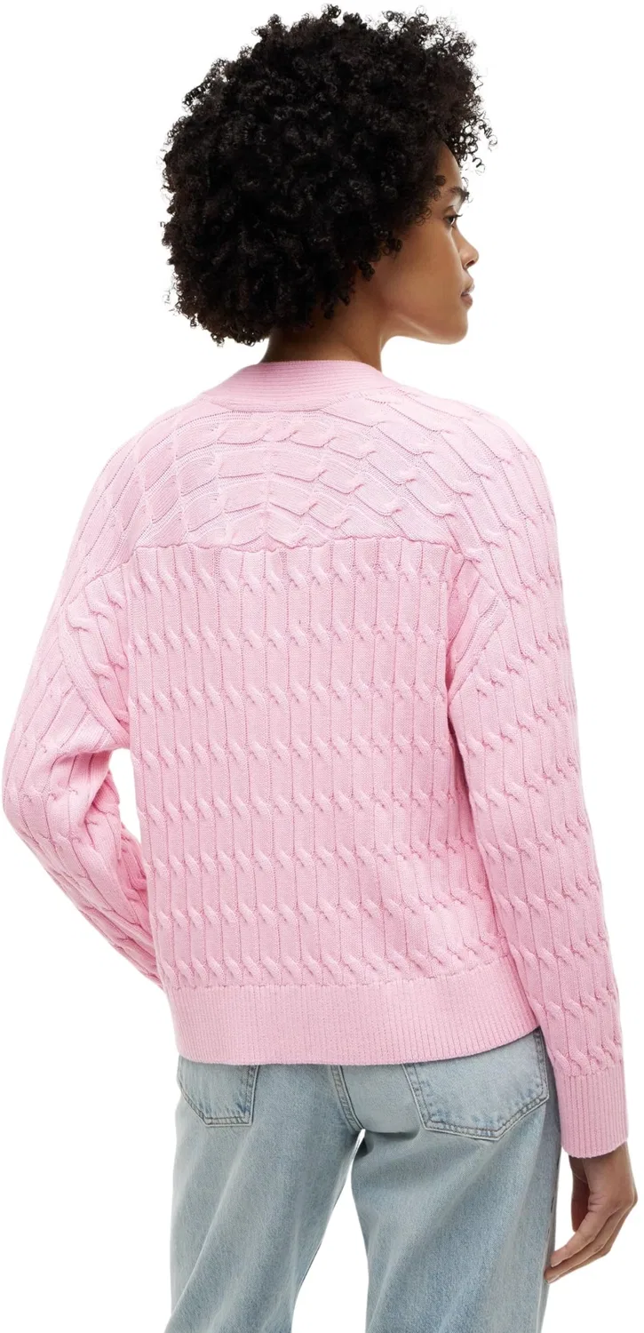 Женский свитер с V-образным вырезом Mid GG Cable Tommy Hilfiger, Pink (Classic Pink) — фото 2