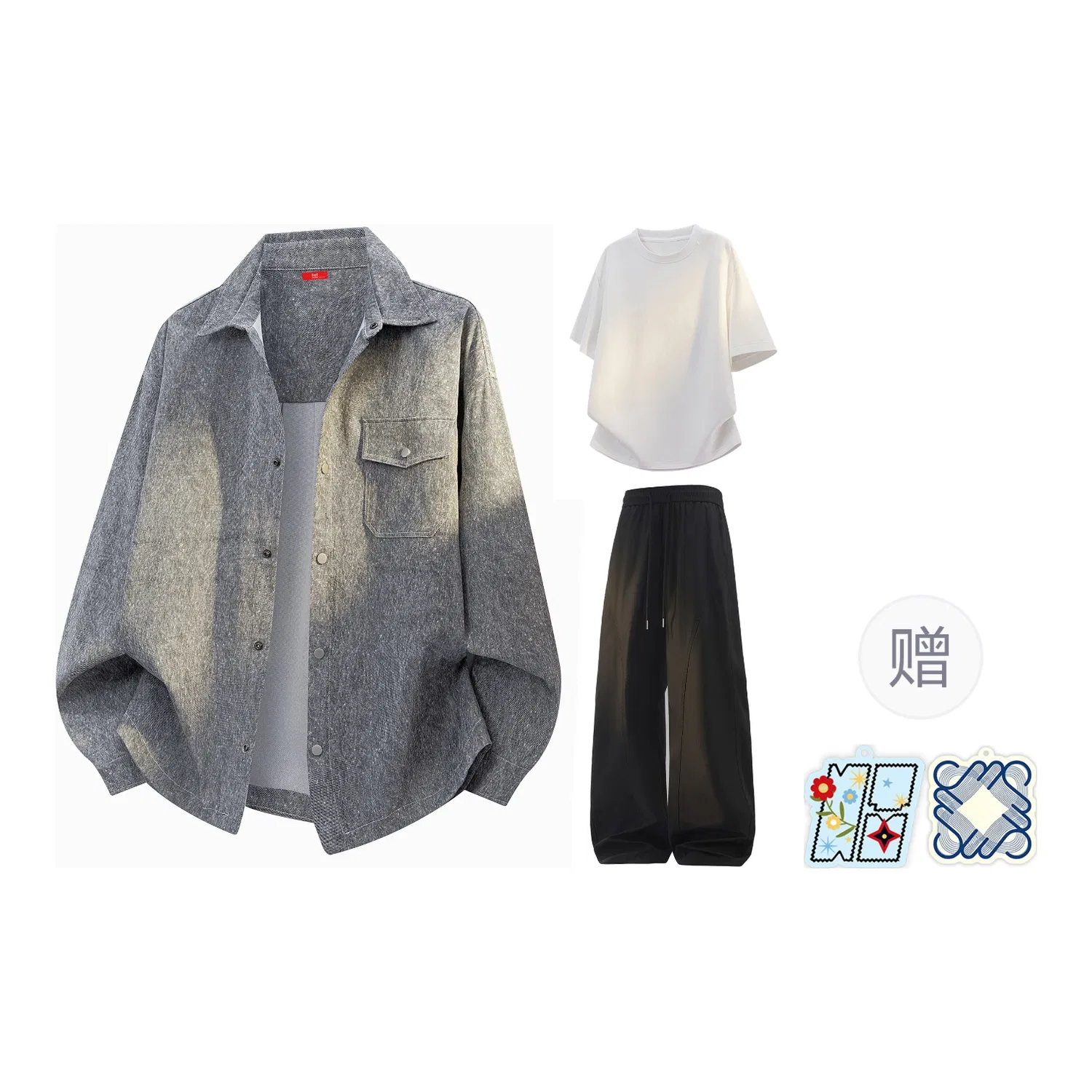 Детский комплект рубашек с воротником Black Gray Set of 3 MIIOW