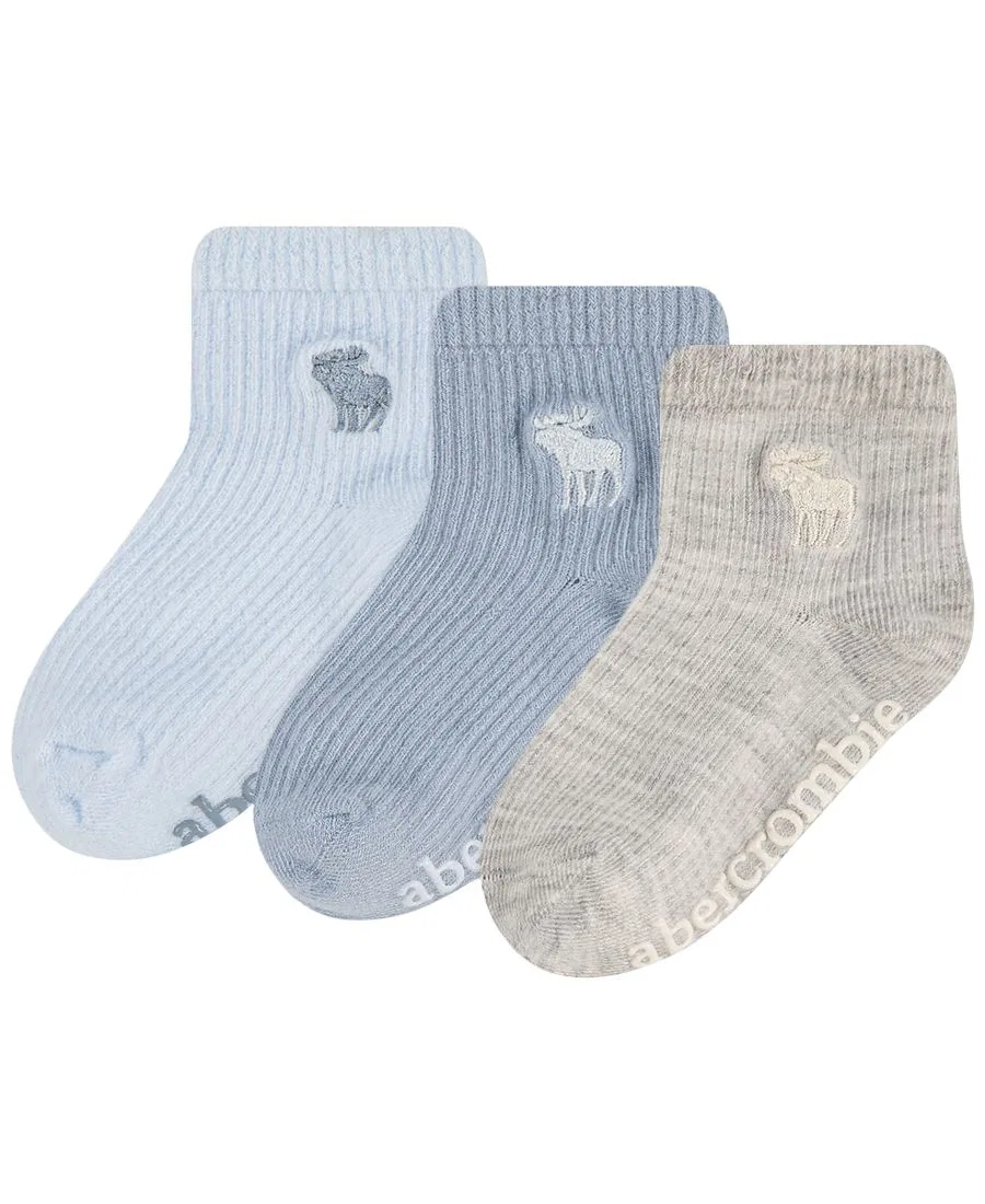 Комплект носков с мягкой резинкой, 3 пары abercrombie kids, Light Blue