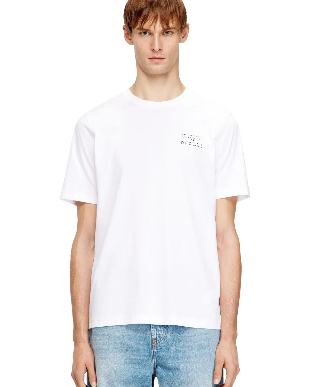 Мужская футболка хлопковая с логотипом Propiedad of Diesel, Цвет Blanco