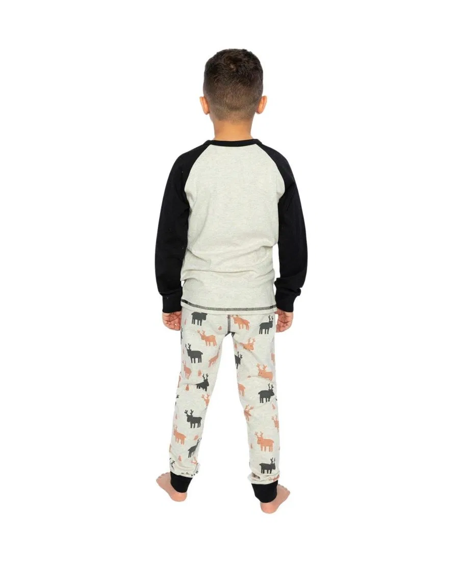 Детская пижама из хлопка с принтом оленя, модели Elk Print Deux par Deux, Beige Print Elk — фото 4