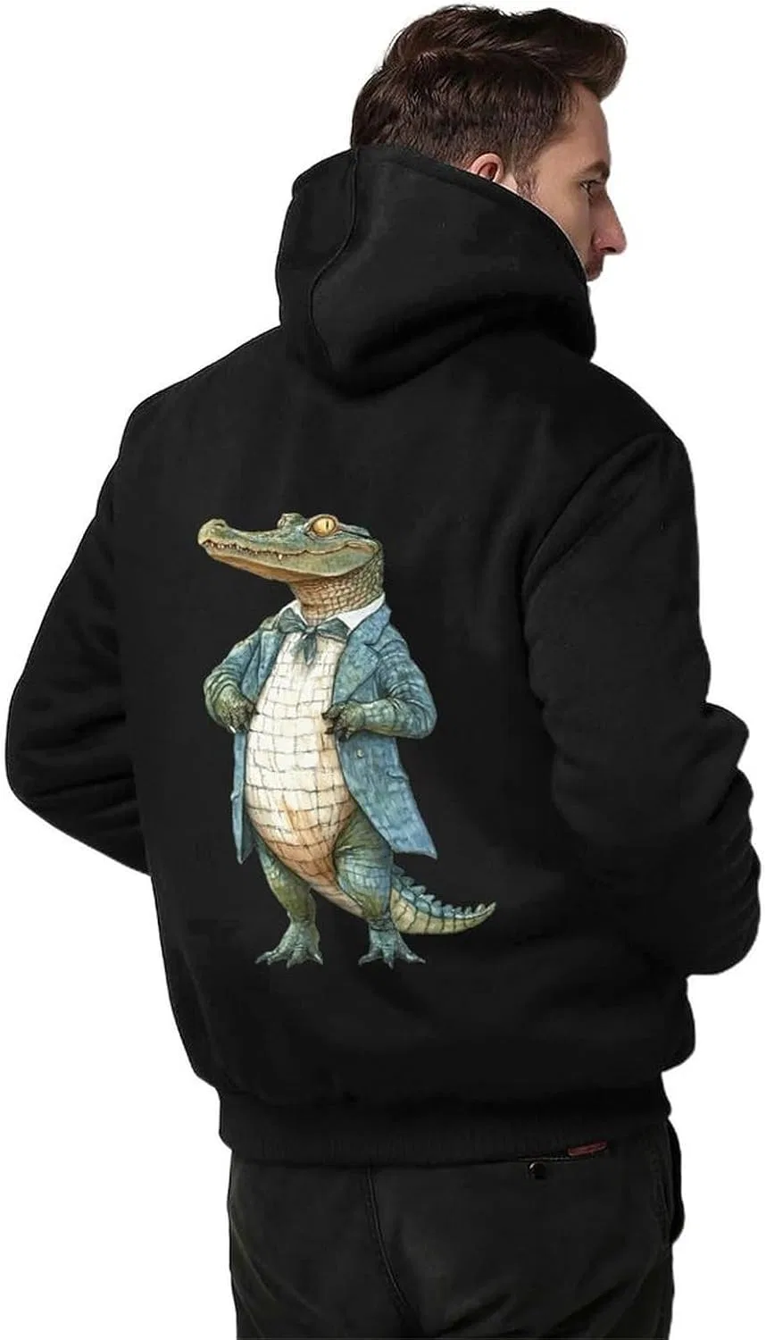 Толстовка мужская на молнии с флисовой подкладкой, Crocodile Gentleman, Black-style — фото 2