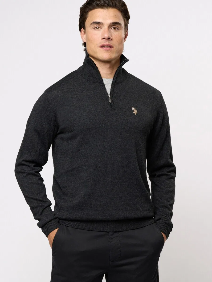 Свитер U.S. Polo Assn. 'UMMason' темно-серого цвета — фото 3