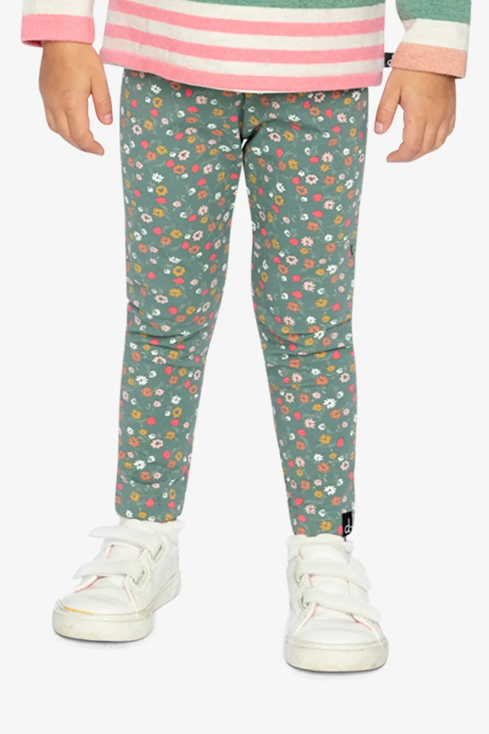 Детские леггинсы хлопковые с принтом Green Floral Print Deux par Deux, Green Floral Print — фото 2