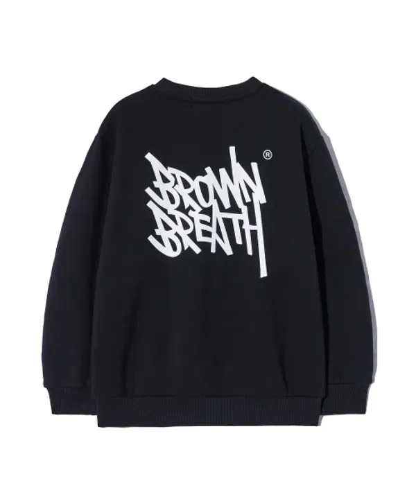 Свитшот детский с принтом, Kids tag crewneck Brownbreath Kids, черный — фото 2