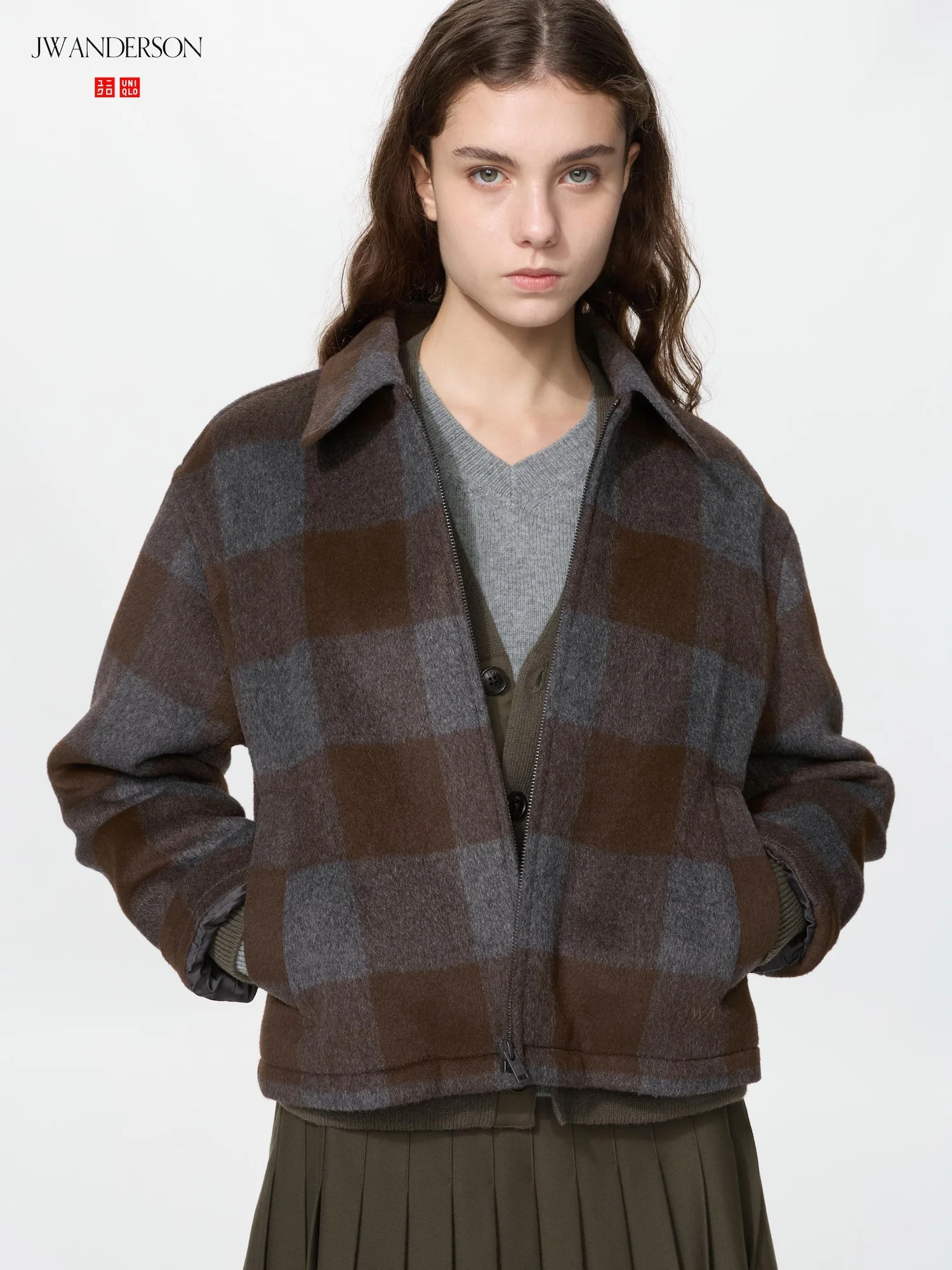 Куртка Uniqlo and JW Anderson из рубашечной ткани с коротким ворсом, 37 коричневый