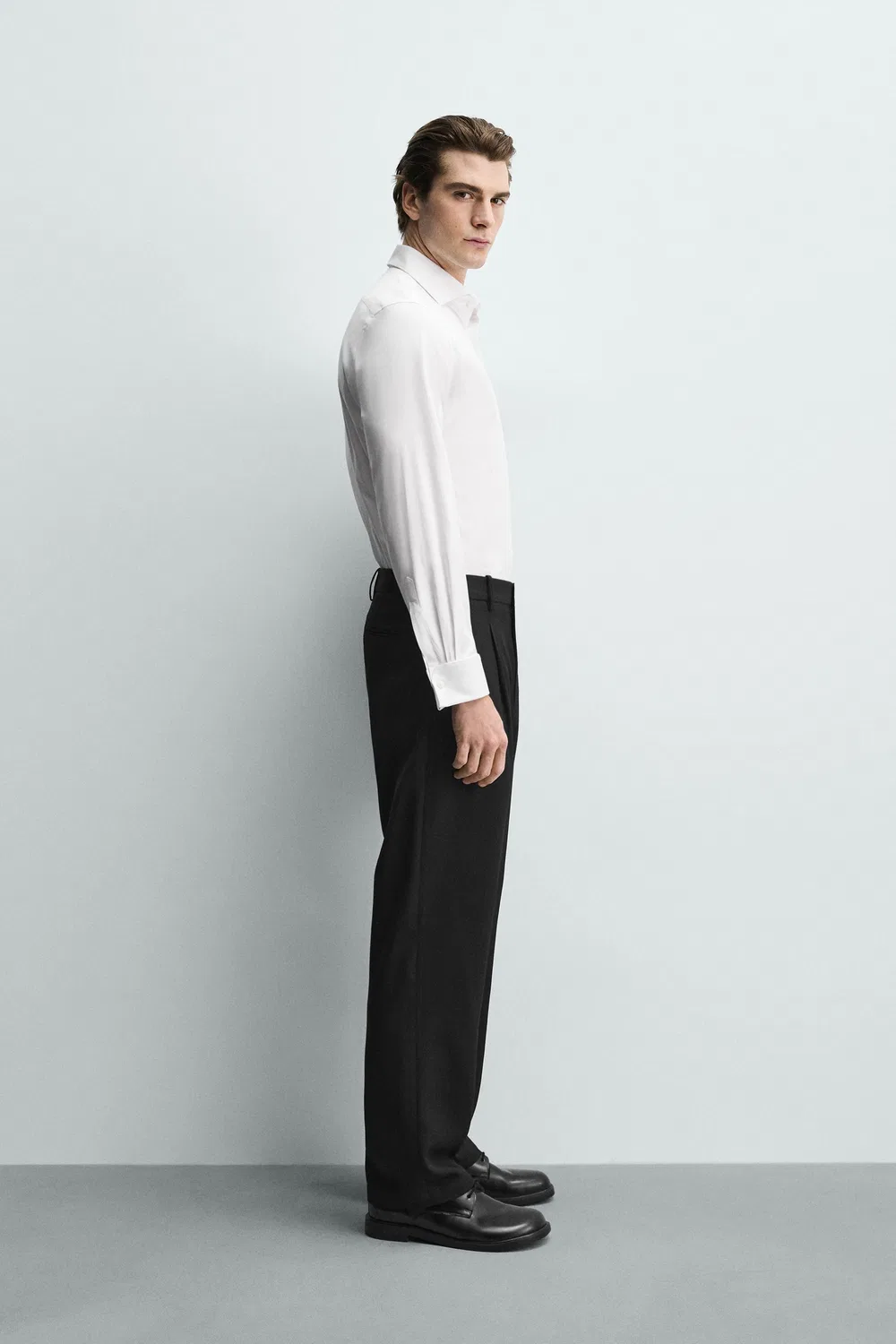 Рубашка приталенного кроя с бочкообразными манжетами ZARA, White — фото 4