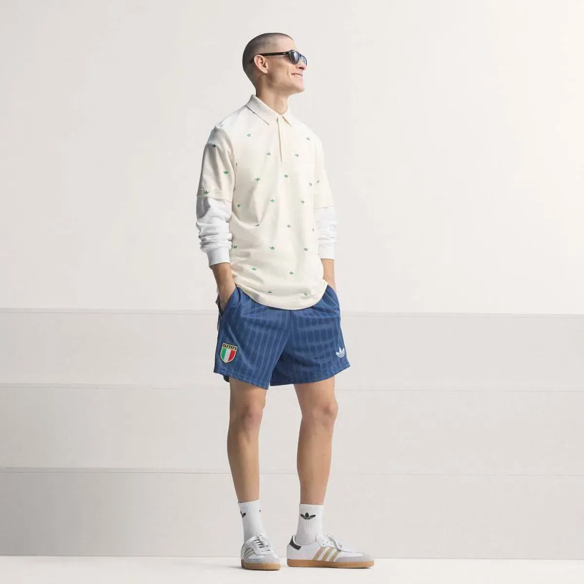 Мужские шорты с принтом Italia adidas, Azul Marino — фото 3