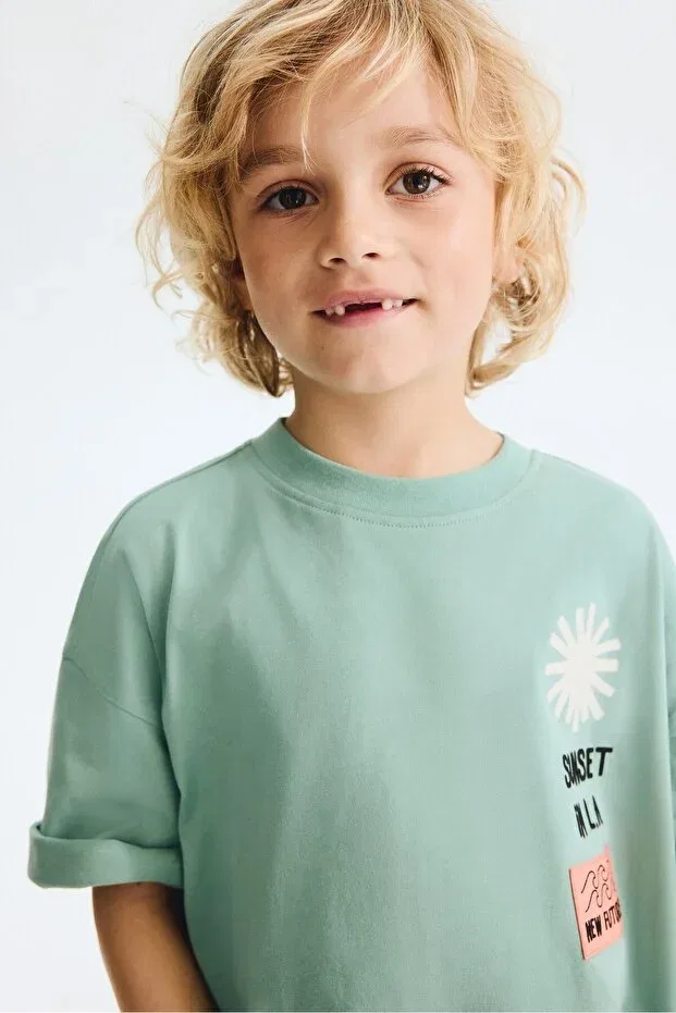Детская футболка с принтом H&M, Green Sunset — фото 3