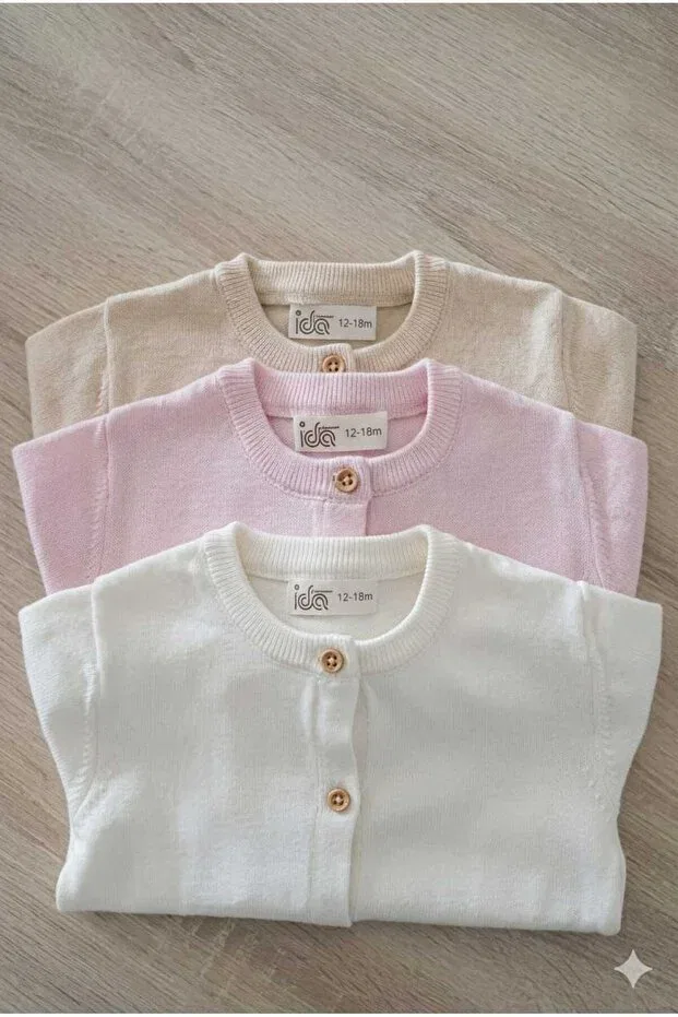 Детский кардиган для девочек хлопковый Luna tri̇ko baby cardigan Ida Triko, Ecru — фото 2