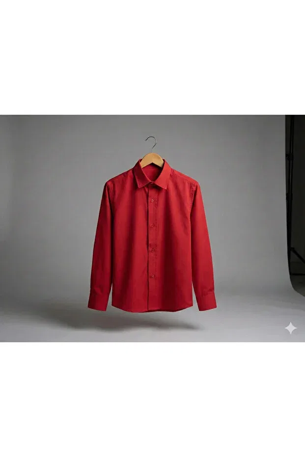 Детская рубашка для мальчиков хлопковая Basics Tinytrends, Red — фото 2