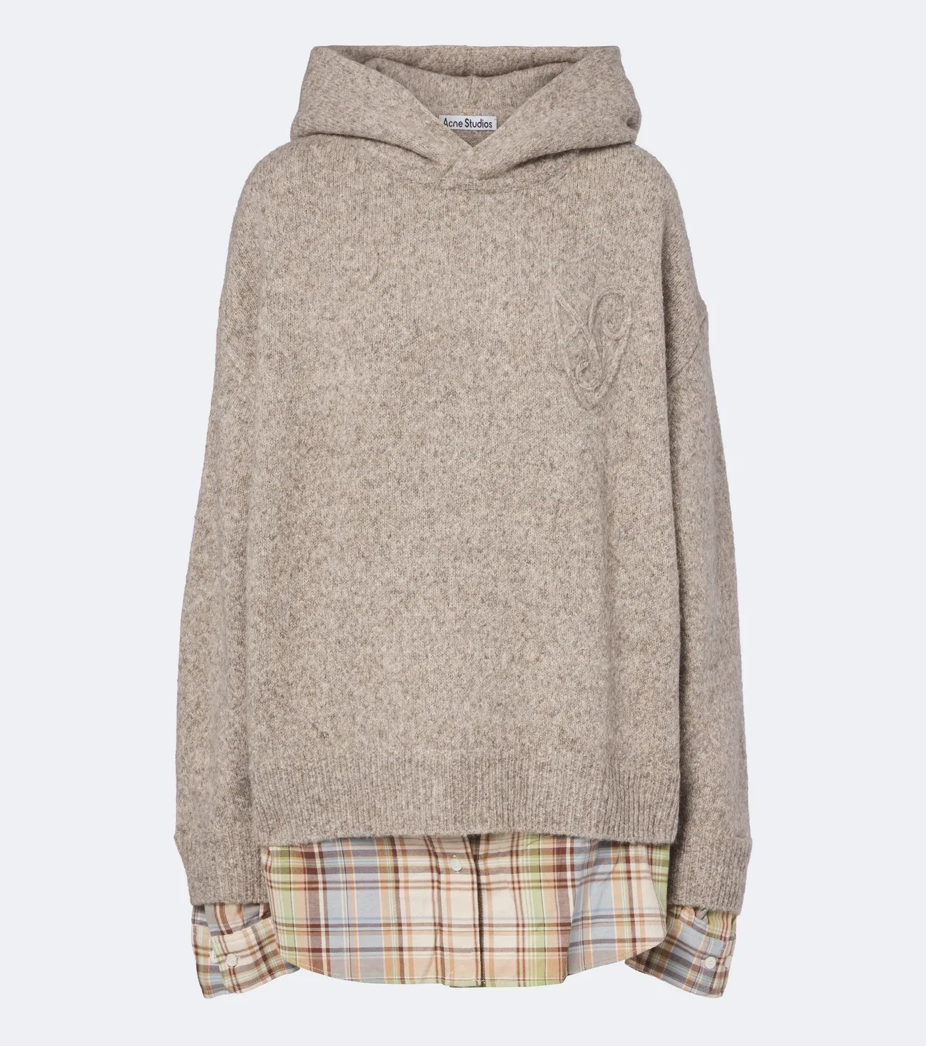 Худи из смеси альпаки, яка и шерсти с капюшоном Acne Studios, бежевый