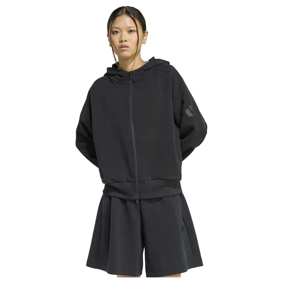 Женская болоньевая куртка с капюшоном W Sl Fz Hd adidas, Черный — фото 2