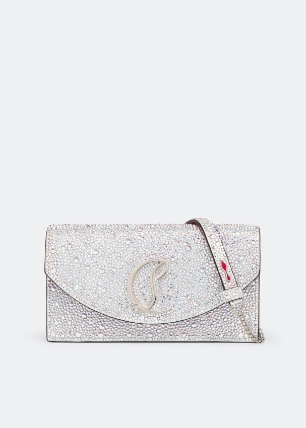 

Клатч CHRISTIAN LOUBOUTIN Loubi54 crystal clutch, серебряный, Серый, Клатч CHRISTIAN LOUBOUTIN Loubi54 crystal clutch, серебряный