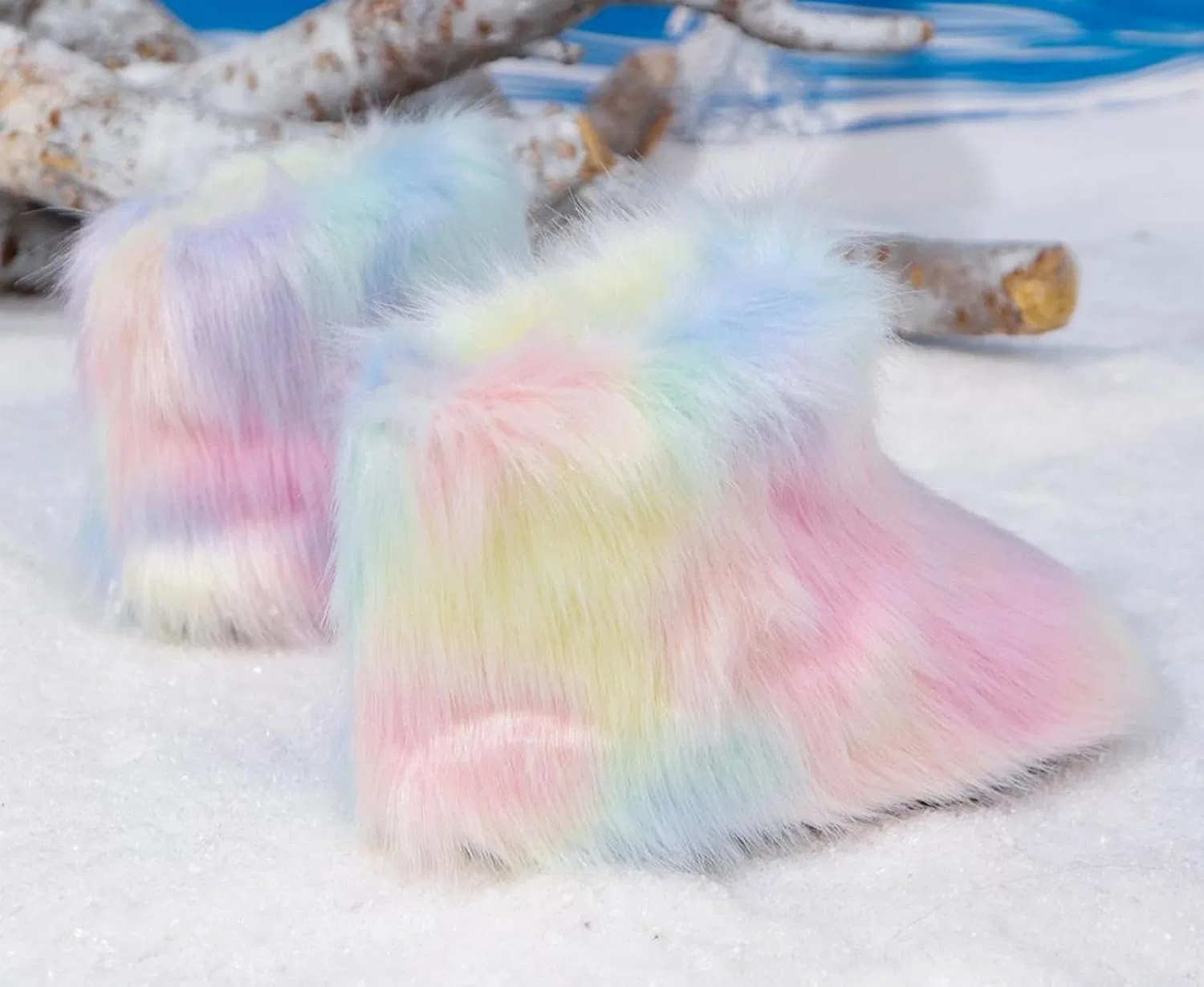 Детские зимние сапоги для девочек с меховой подкладкой FUNCOS, Light Rainbow — фото 4