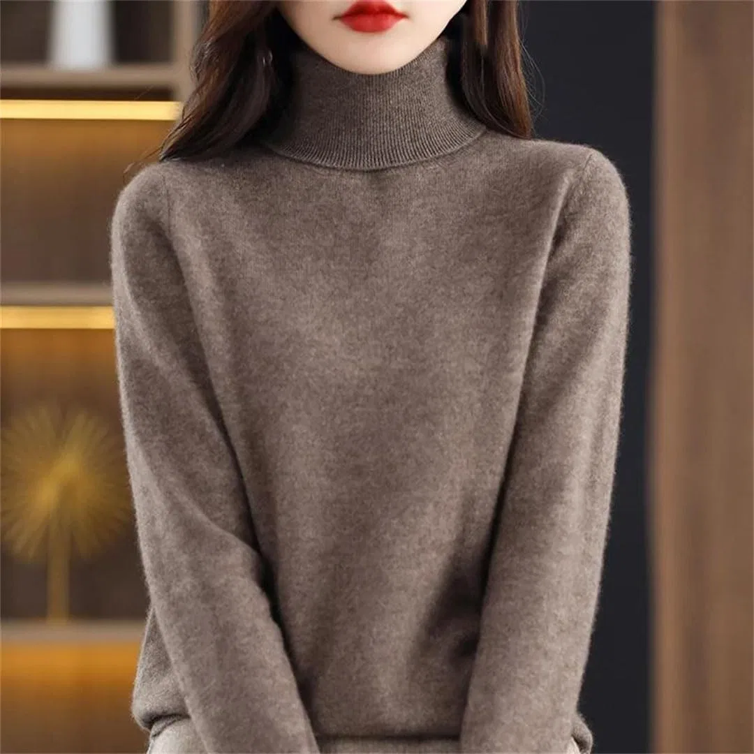 Женский свитер с высоким воротом, модель 100 Percent Goat Cashmere, чёрный — фото 2