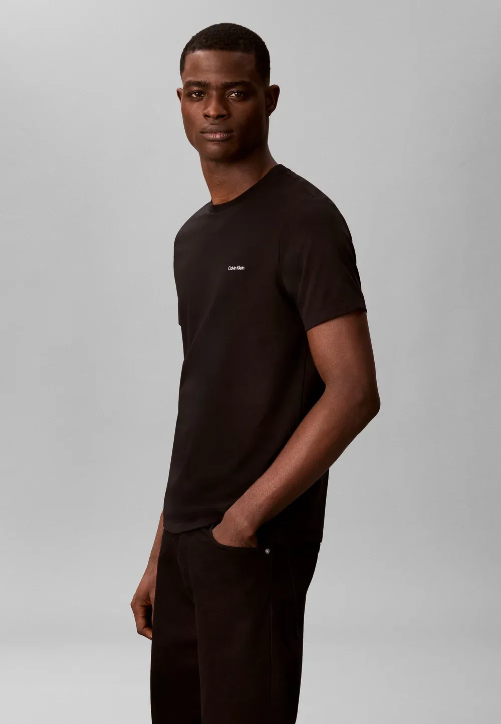 Облегающая эластичная базовая футболка Calvin Klein, Black — фото 4