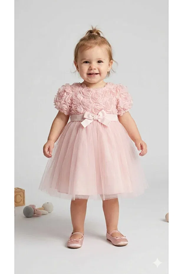 Детское платье для девочек с принтом Baby Rose, Pink