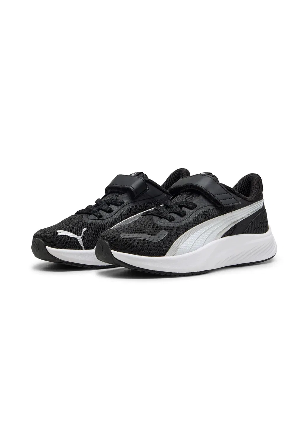 Детские кроссовки с липучками Pounce Lite Puma, Schwarz / Weiss / Silber