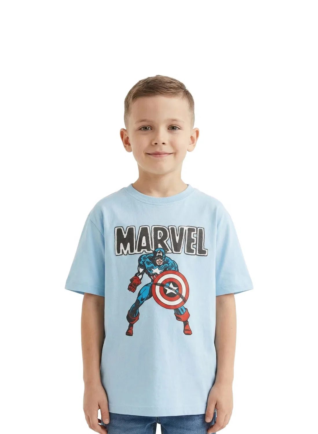 Футболка оверсайз с принтом Captain America Marvel, голубой