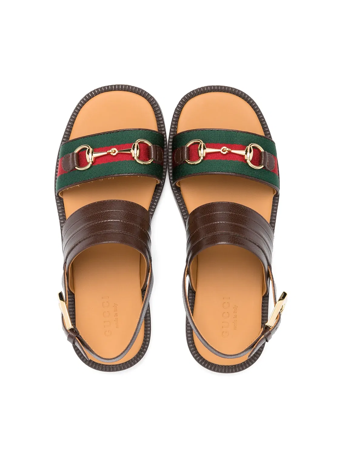 Сандалии Horsebit Web Gucci, коричневый — фото 2