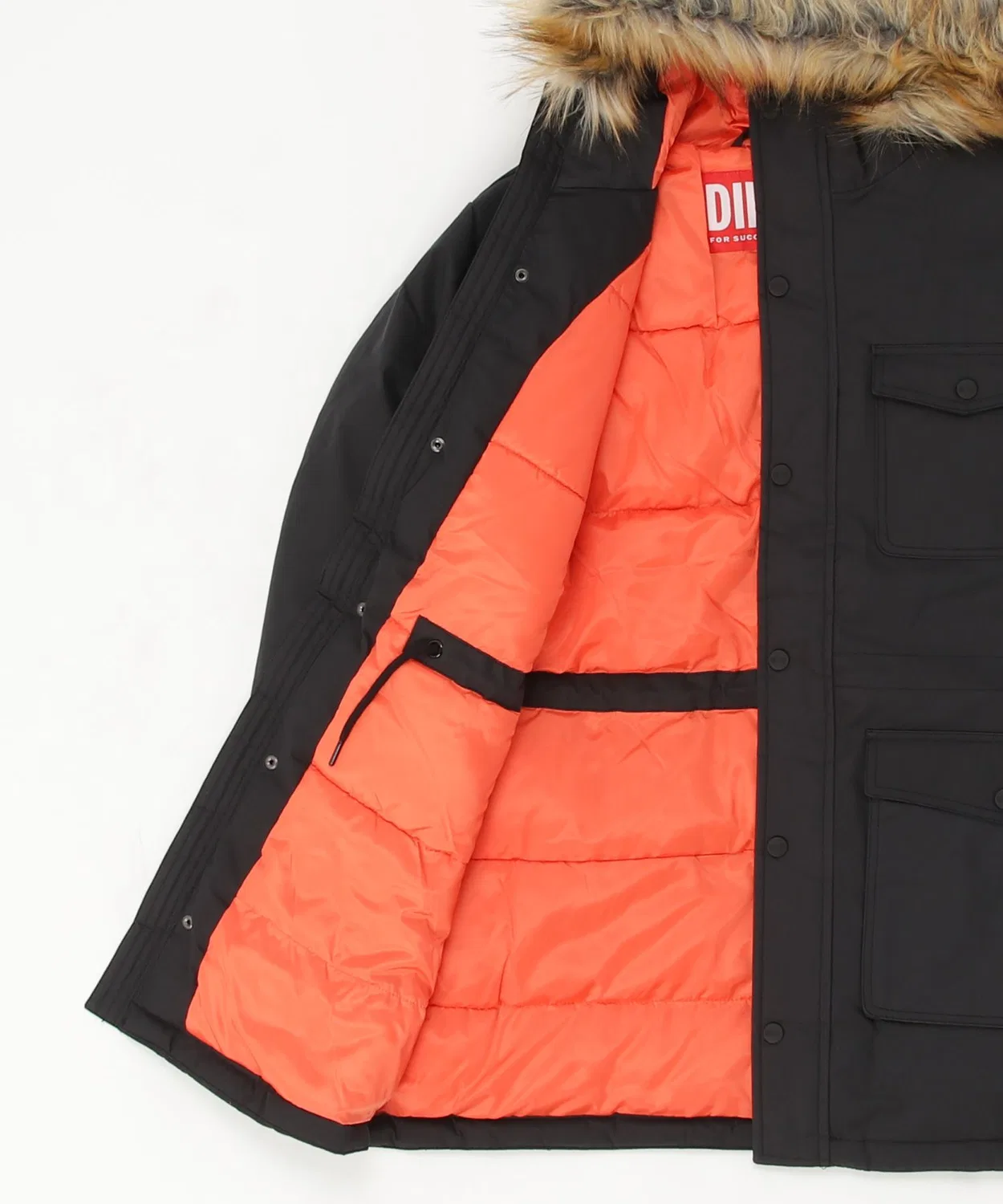 Детское пальто для мальчиков с меховой отделкой DIESEL KIDS, Navy — фото 3