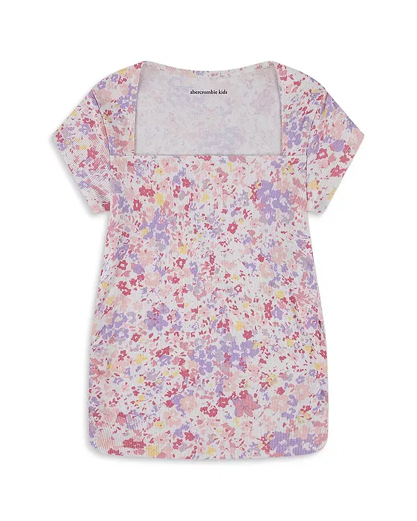 Детский топ для девочек с цветочным принтом Ava Short Sleeve Top Abercrombie Kids, Orchid Petal — фото 4
