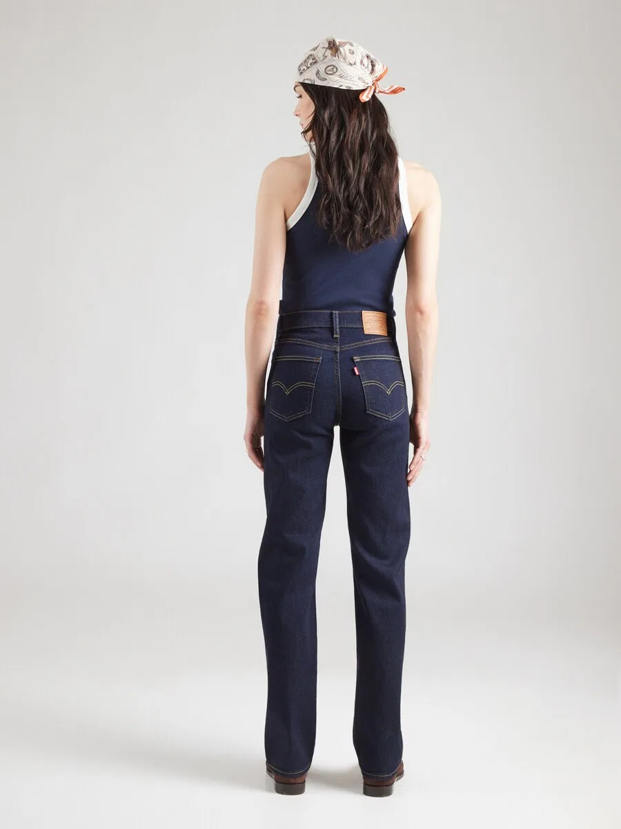 Джинсы LEVI'S Regular '723 HIGH RISE STRAIGHT' темно-синего цвета — фото 4