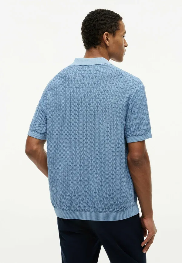 Поло хлопковое Gmd structure ss polo Tommy Hilfiger, Brisk Blue, синий — фото 3