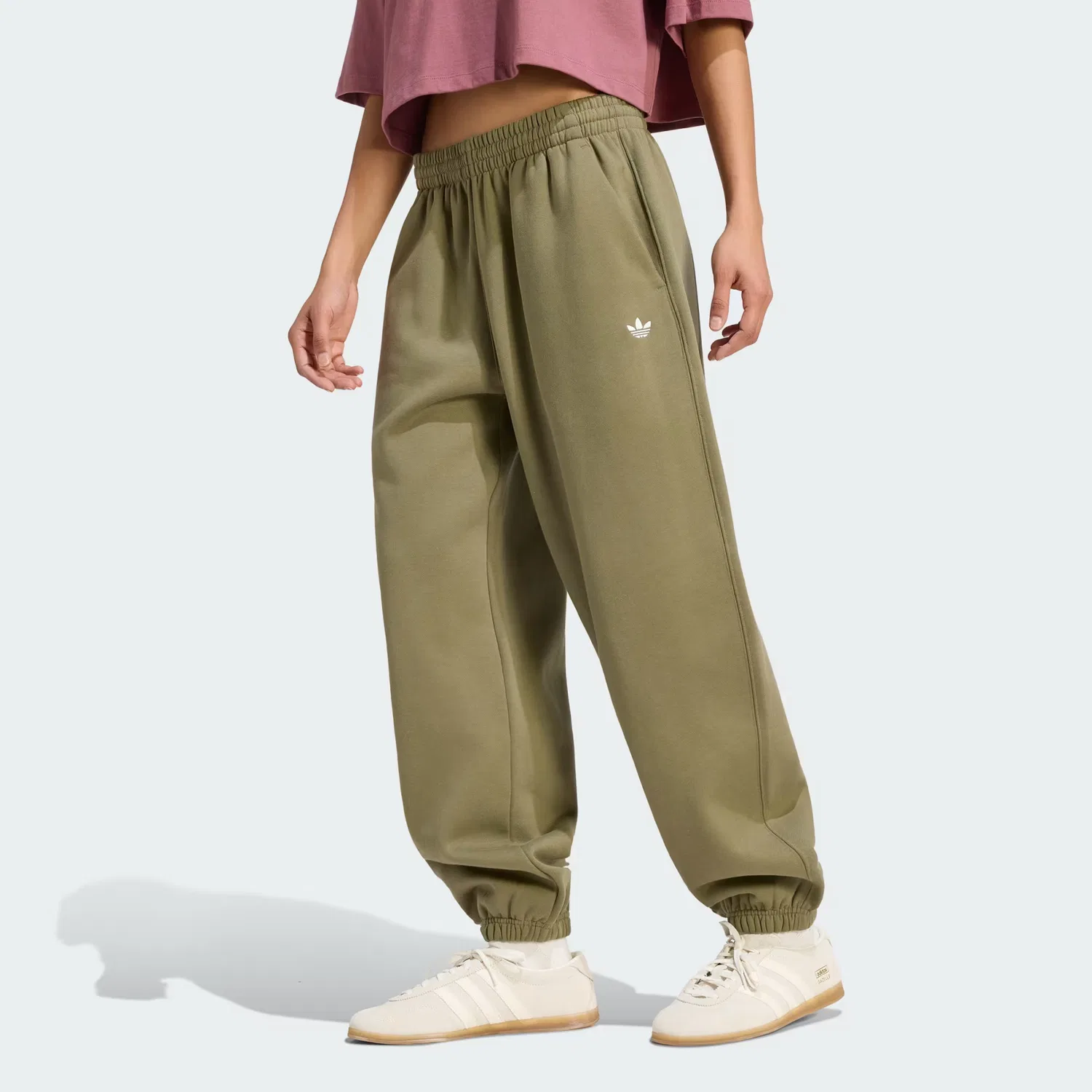 Женские спортивные брюки свободного кроя Essentials Loose Fleece Adidas Originals, оливковый