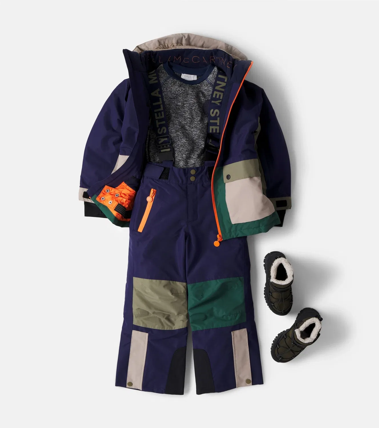 Комплект лыжного топа и леггинсов с логотипом Stella Mccartney Kids, серый — фото 2